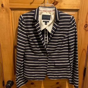 Navy Blue Striped Banana Republic Blazer